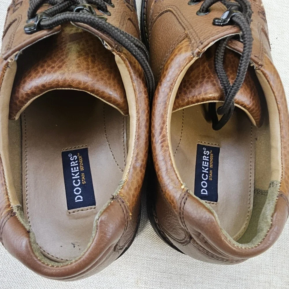Dockers Oxford Shoes Men 12W Brown Leather Moc Toe Lug Sole Casual 90-6702